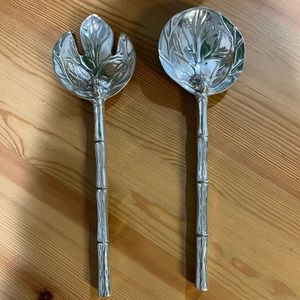 Silver salad serving utensils